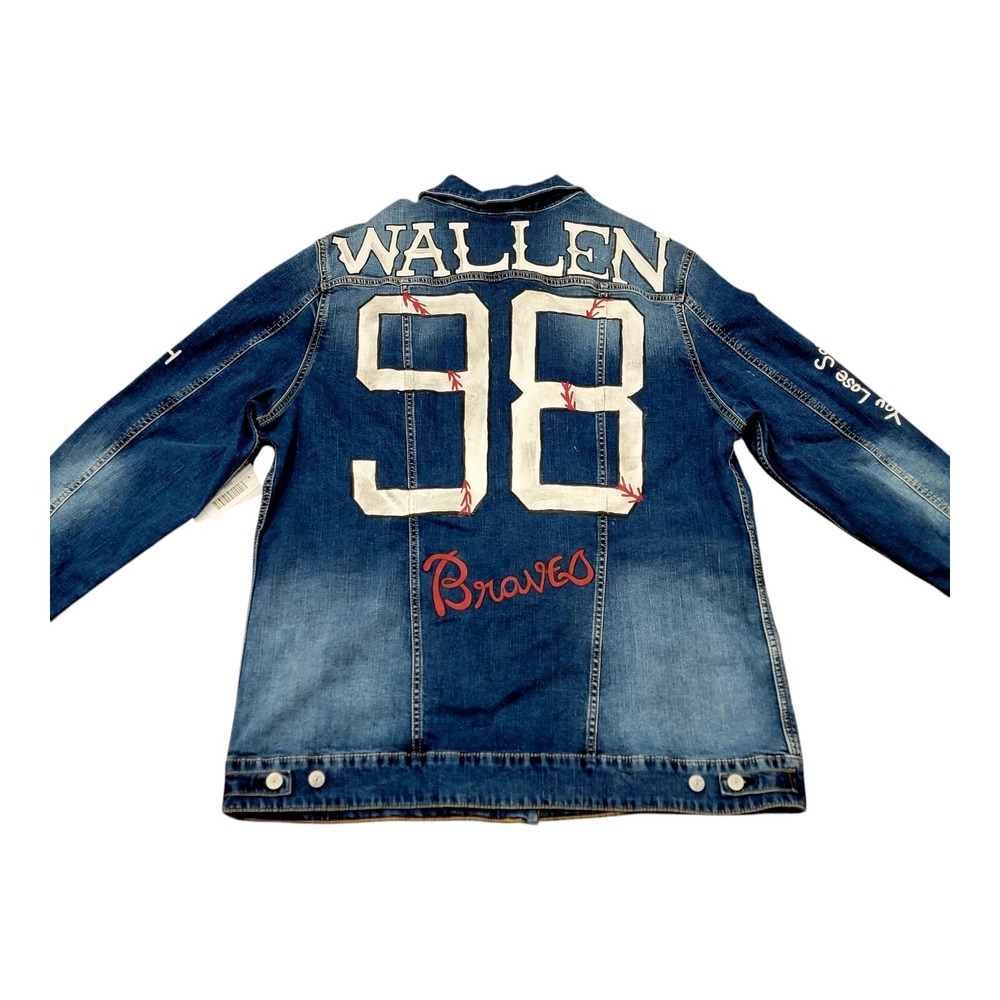 LuLaRoe Morgan Wallen 98 Braves Custom Hand Painted Denim Jacket Womens 3XL NWT
